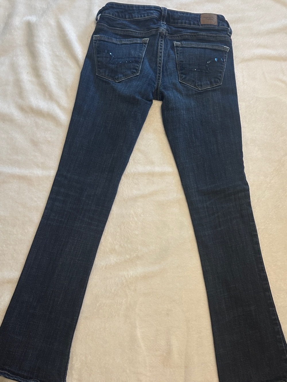 American Eagle Outfitters Dark Blue Kick Stretch Jeans embellished size 2
